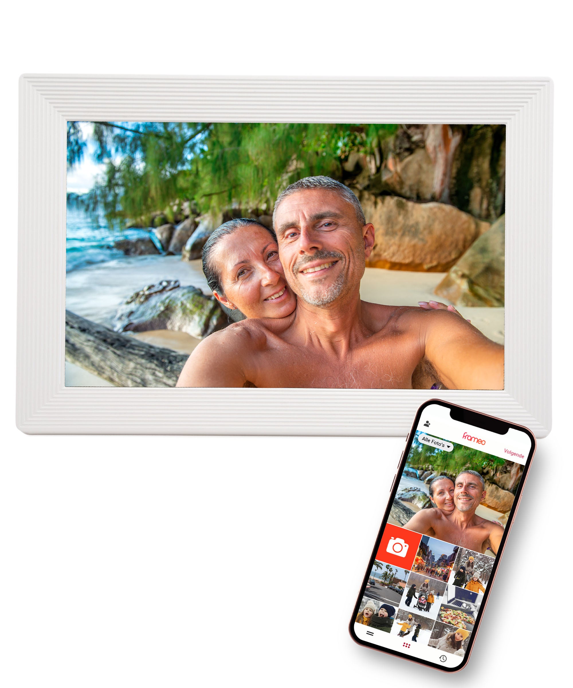 Digitale Fotolijst Wit Met Wifi & Frameo App - 25.4cm