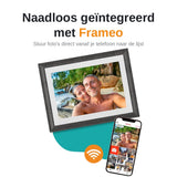 Digitale fotolijst Wit & bruin hout met wifi & frameo app - 25.4cm