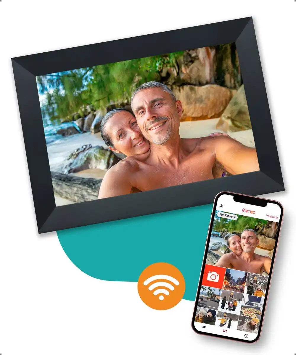 Digitale fotolijst met smartphone-app.