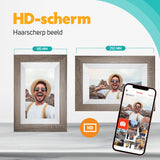 Digitale Fotolijst donker bruin/Wit Met Wifi & Frameo App - 17,8cm - Elektronica