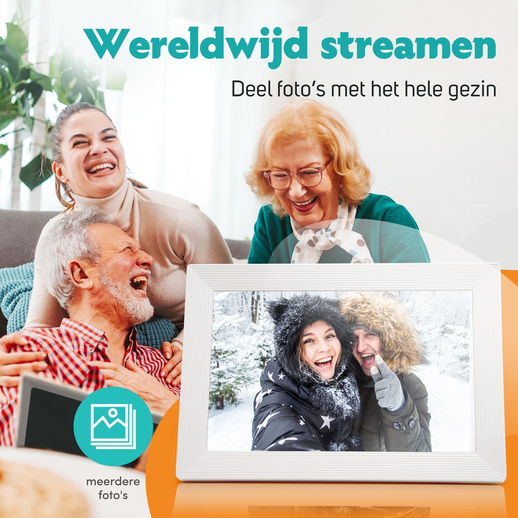 Digitale Fotolijst Wit Met Wifi & Frameo App - 25.4cm