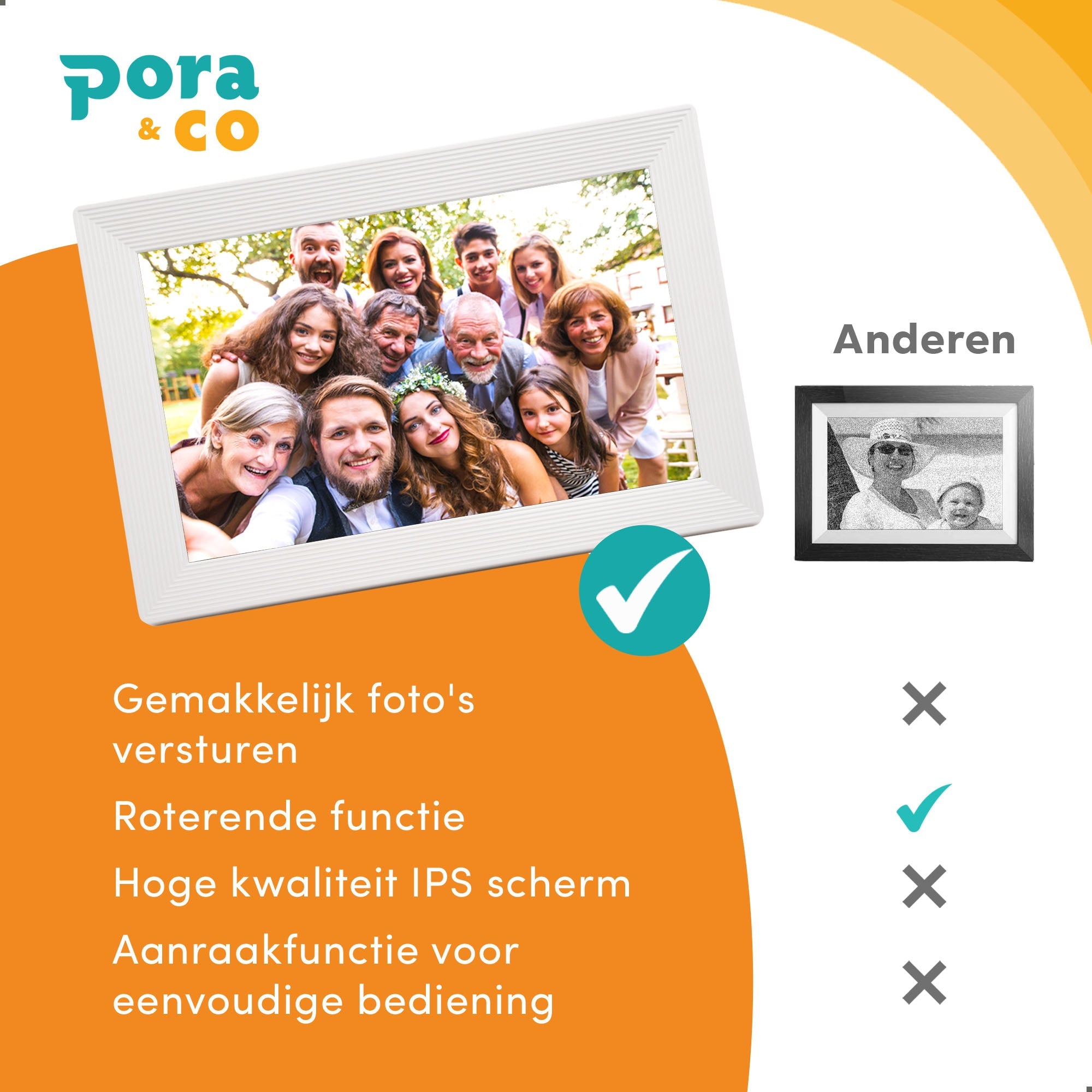 Digitale Fotolijst Wit Met Wifi & Frameo App - 25.4cm