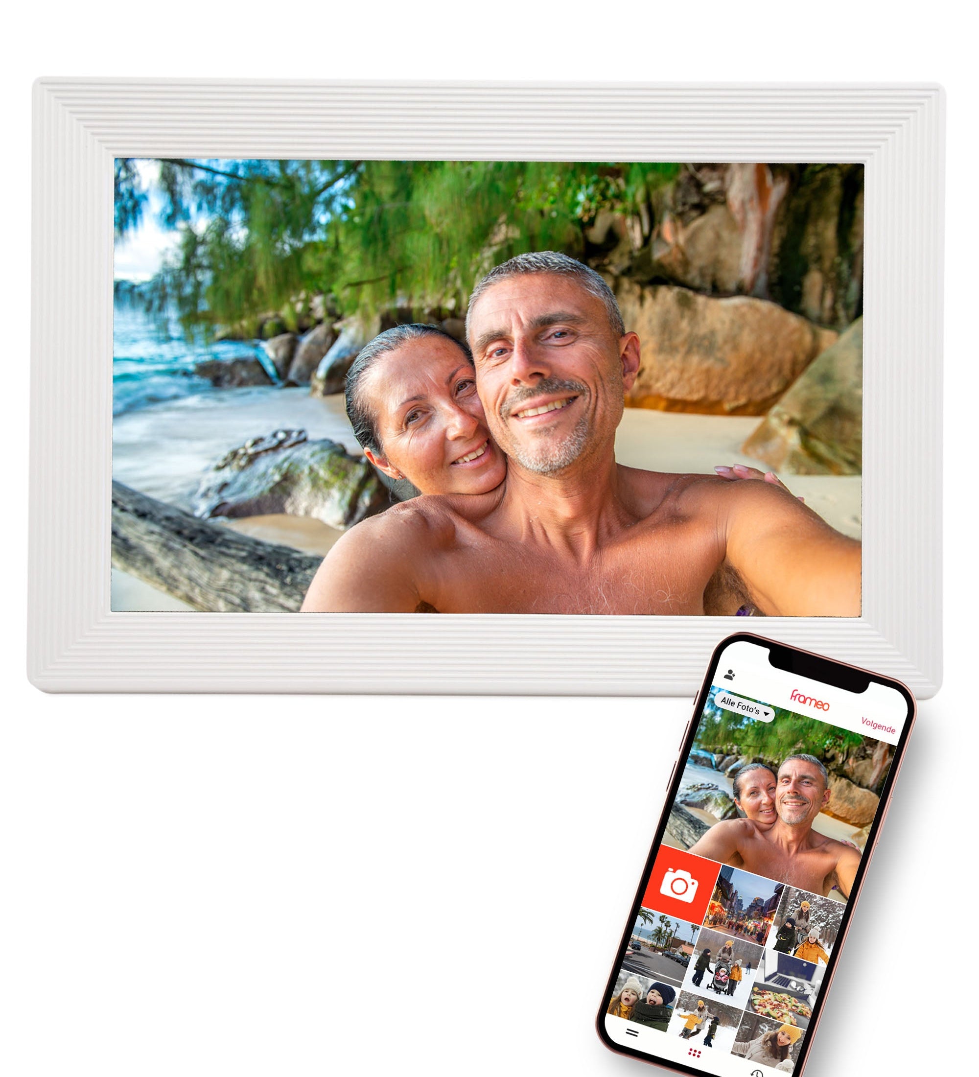 Digitale Fotolijst Wit Met Wifi & Frameo App - 25.4cm