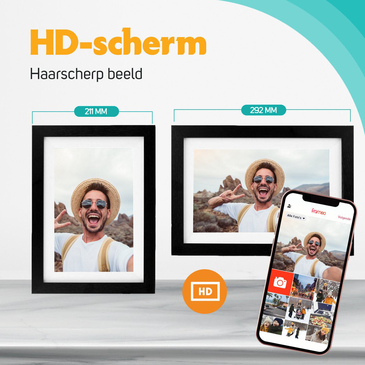 Digitale Fotolijst Zwart Hout Met Wifi & Frameo App - 25.4cm