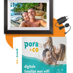 Doos met inhoud van Pora & Co digitale fotolijst