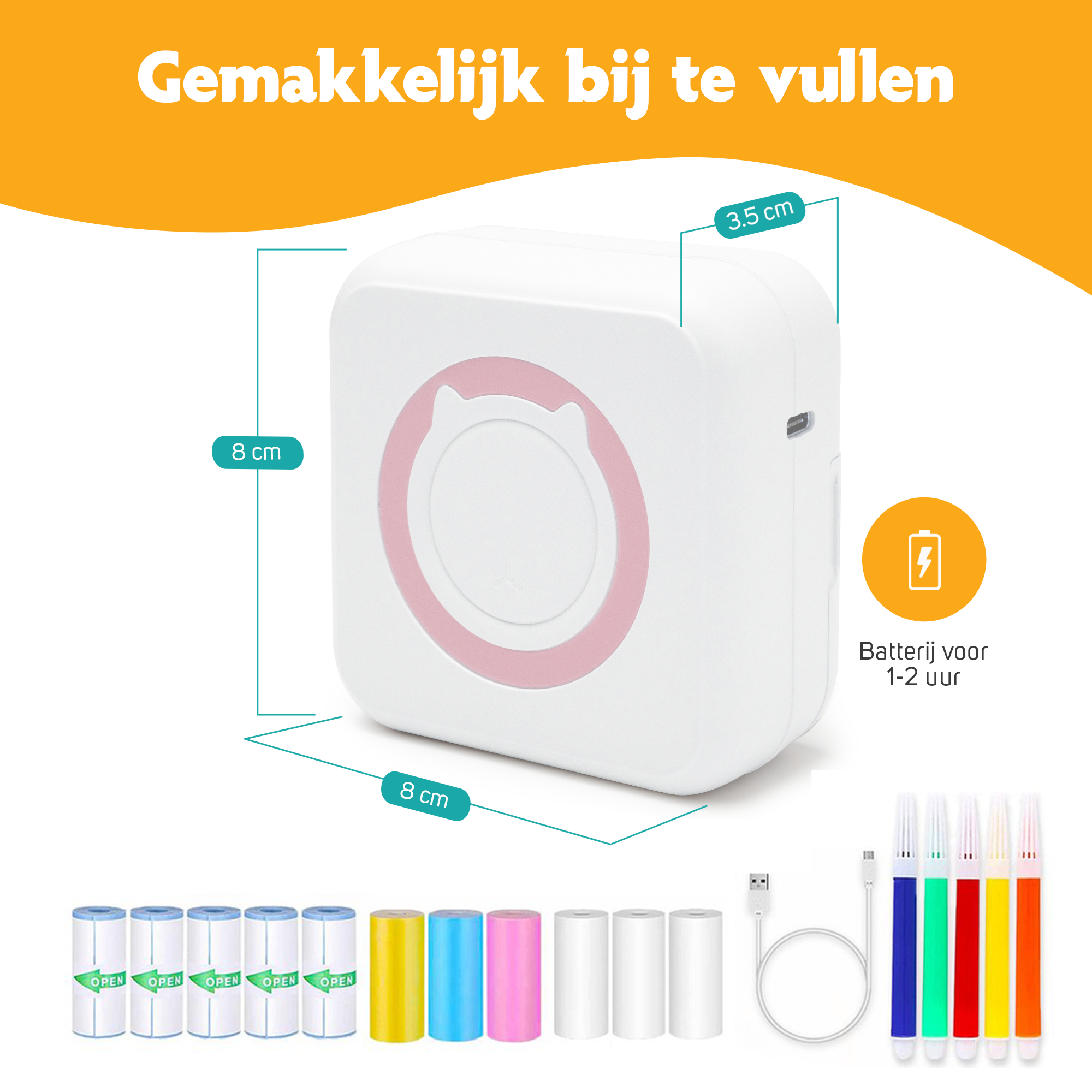 Mini Printer voor Mobiel - Fotoprinter voor Smartphone - Roze