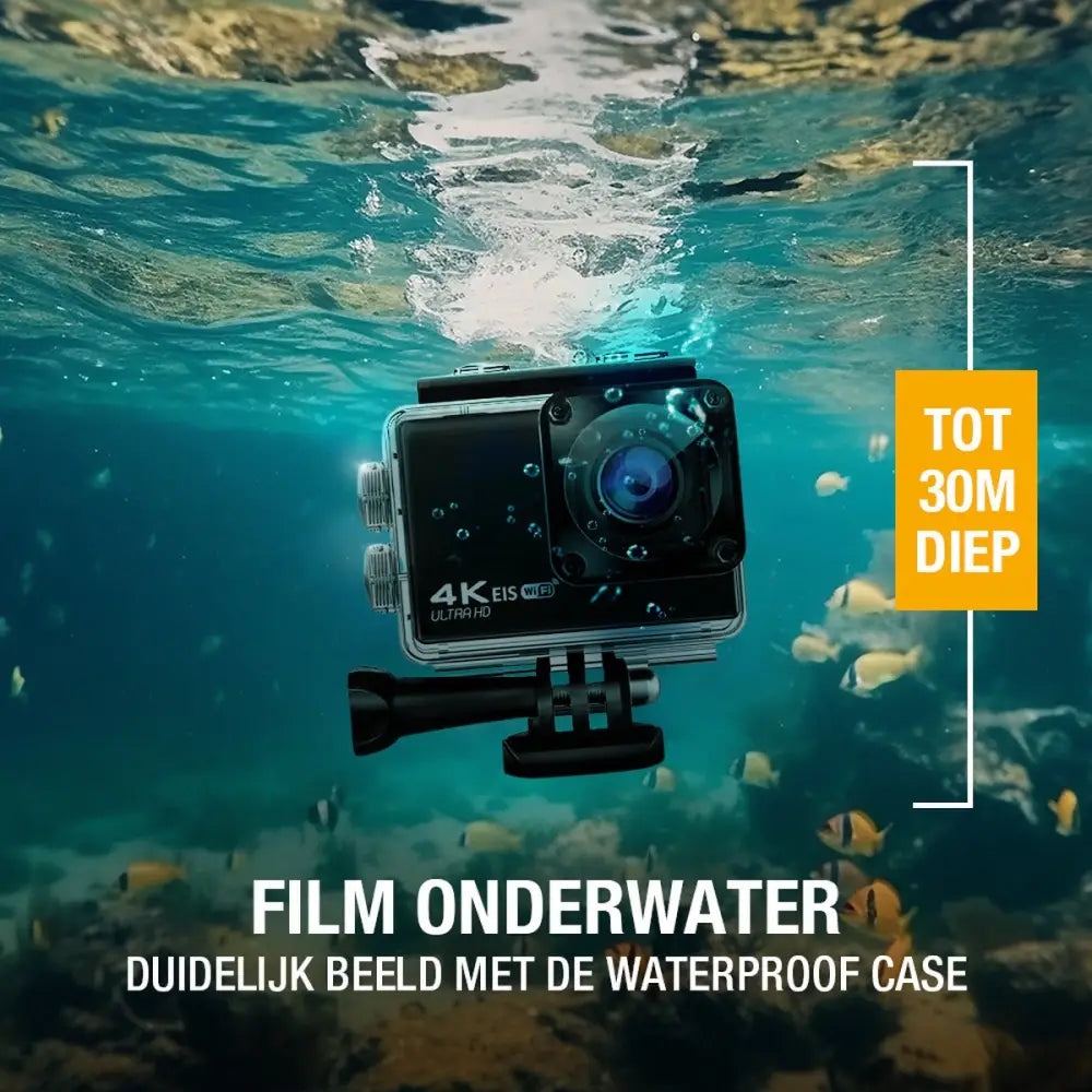 Pora&Co Action Camera 4K met EIS Waterdichte behuizing - Elektronica