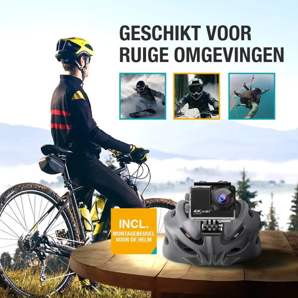 Pora&Co Action Camera 4K met EIS Waterdichte behuizing - Elektronica