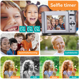 Pora&Co - Digitale Camera - Fototoestel - Digitale Fotocamera - Compact Camera - Vlog Camera - Voor Kinderen