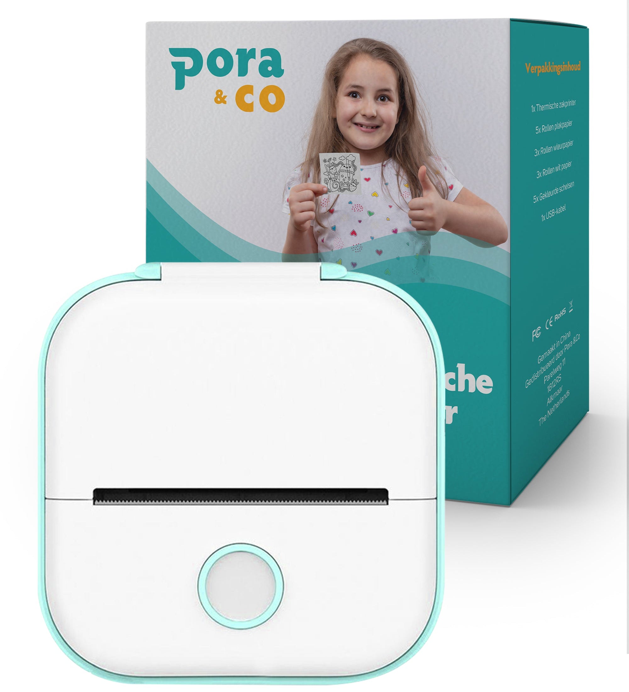 Pora&Co - Mini Fotoprinter Voor Smartphone - Licht groen