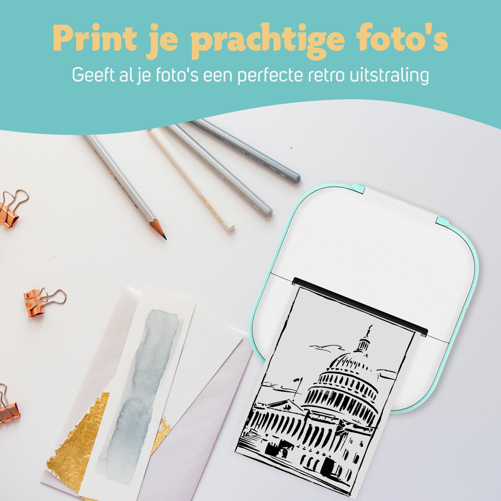 Pora&Co - Mini Fotoprinter Voor Smartphone - Licht groen