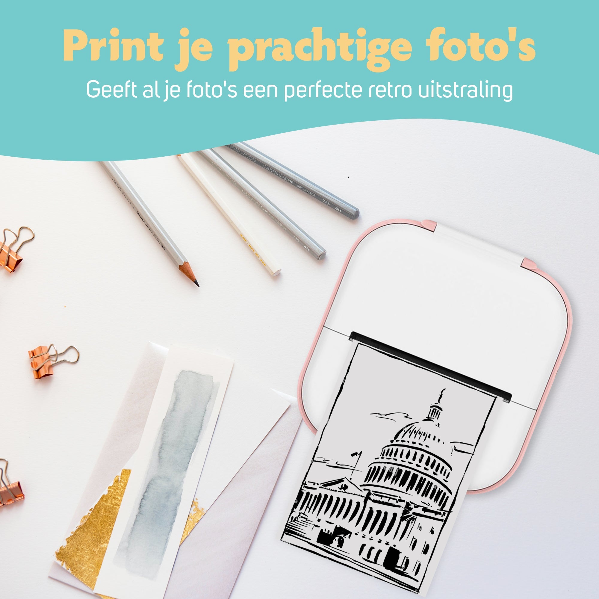 Pora&Co - Mini Fotoprinter Voor Smartphone - Roze