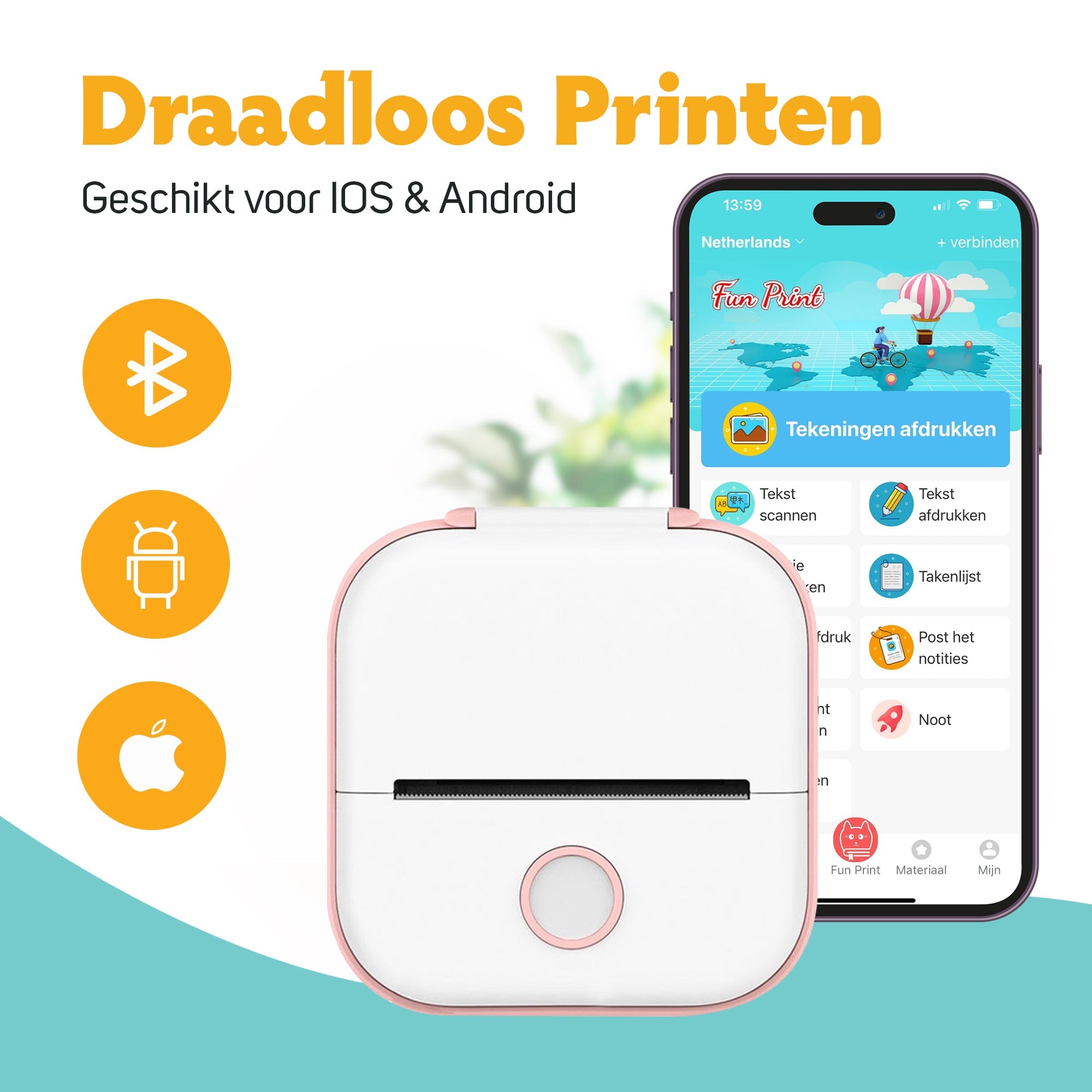 Pora&Co - Mini Fotoprinter Voor Smartphone - Roze