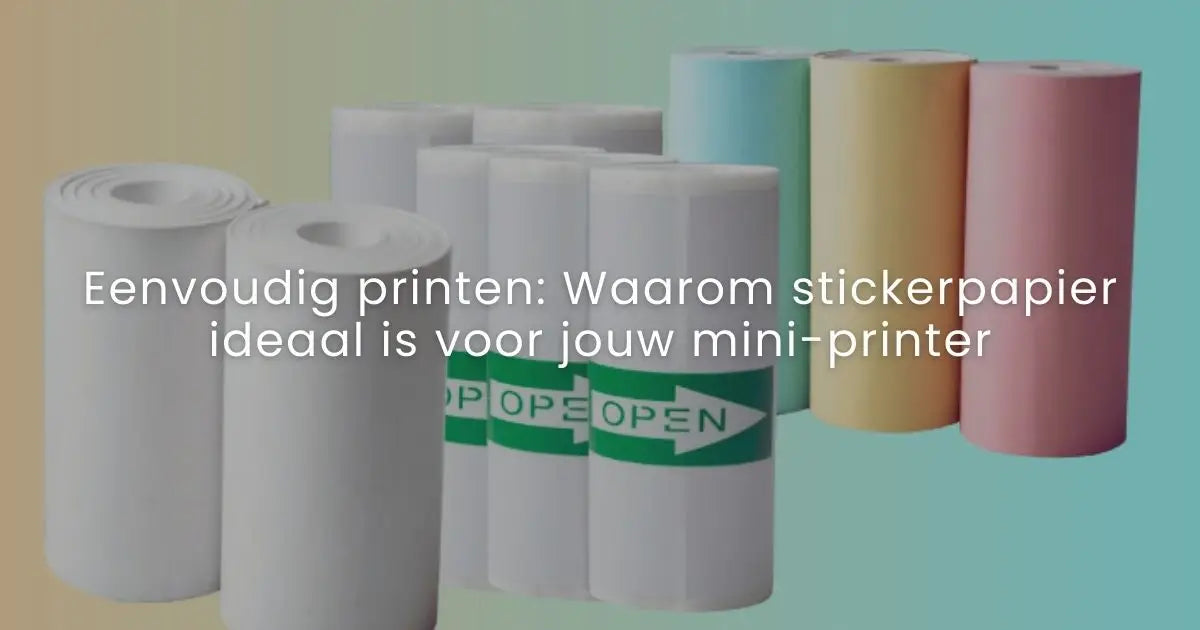 Stickerpapierrollen in witte en zachte pasteltinten, perfect voor mini-printers.