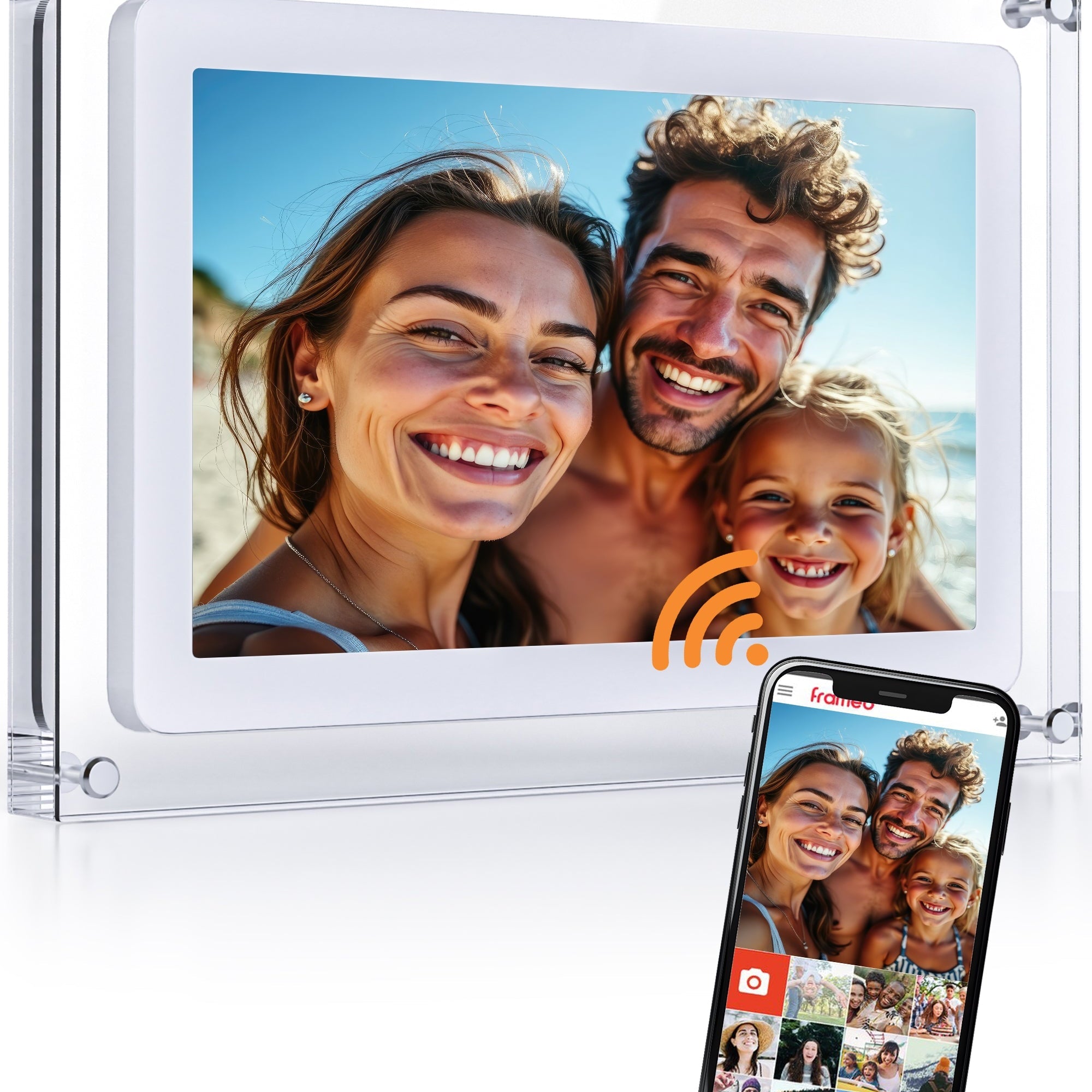 Digitale fotolijst 25,4 cm met touchscreen en Frameo-app van Pora & Co