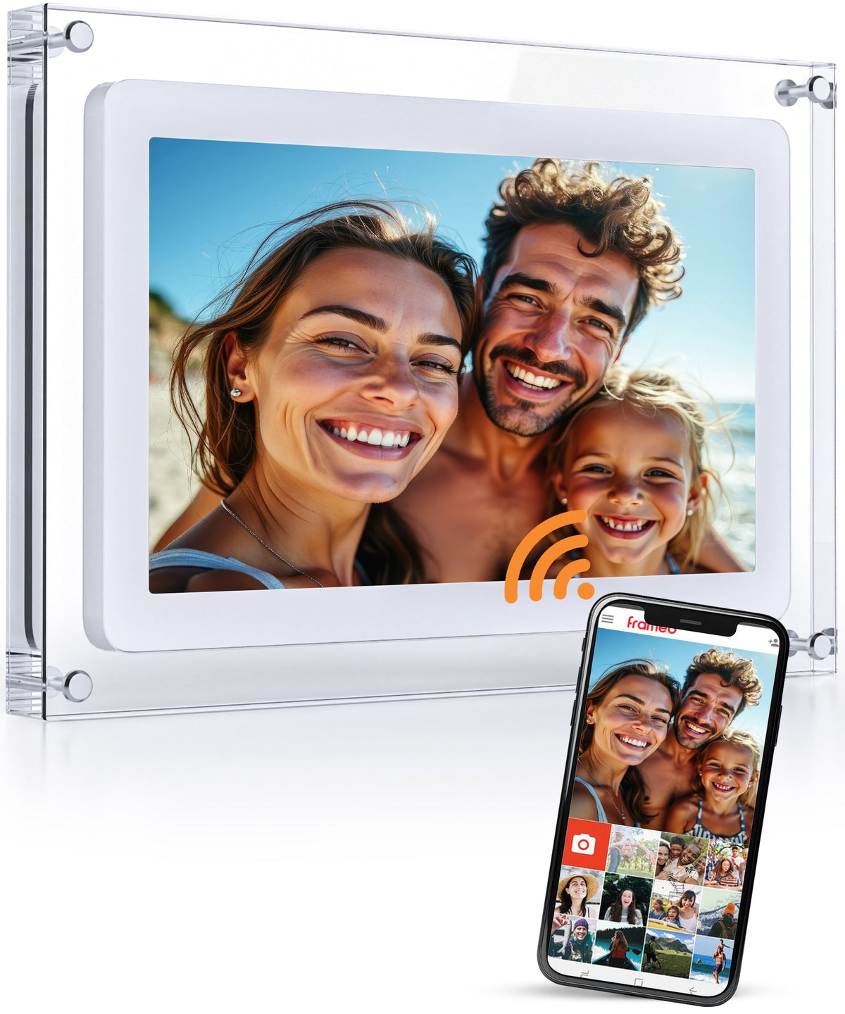 Digitale fotolijst 25,4 cm met touchscreen en Frameo-app van Pora & Co