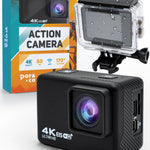 Pora&Co 4K actiecamera met waterdichte behuizing, 170° groothoek, 60 FPS, en Wi-Fi connectiviteit.