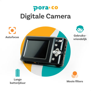 Pora&Co - Digitale Camera - Fototoestel - Fotocamera - Compact Camera - Vlog Camera - Voor Kinderen - Inclusief 32GB