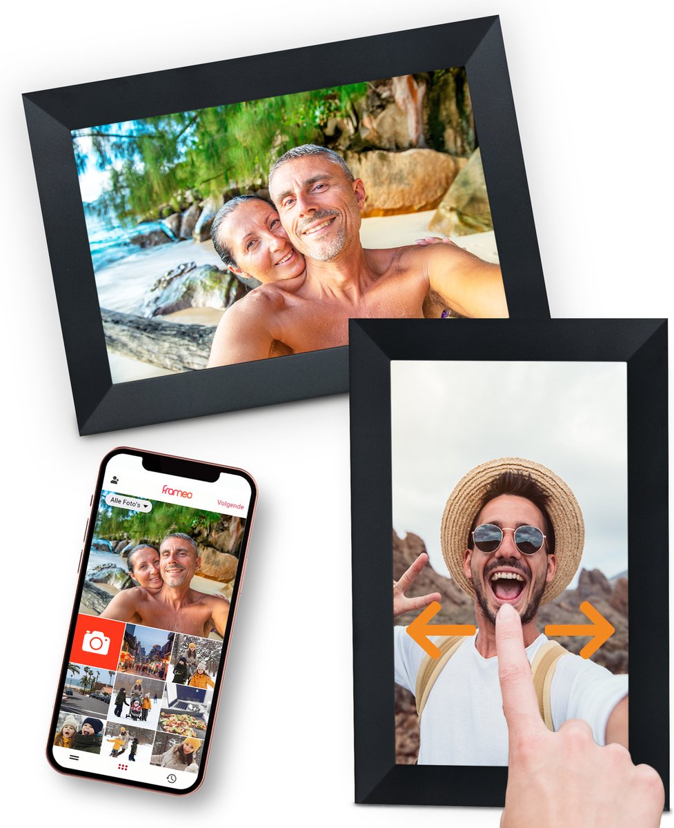 Digitale Fotolijst Zwart Met Wifi & Frameo App - 17.8cm