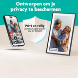 Digitale Fotolijst Zwart hout met Wifi and Frameo app 39cm