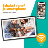 Digitale Fotolijst Zwart hout met Wifi and Frameo app 39cm