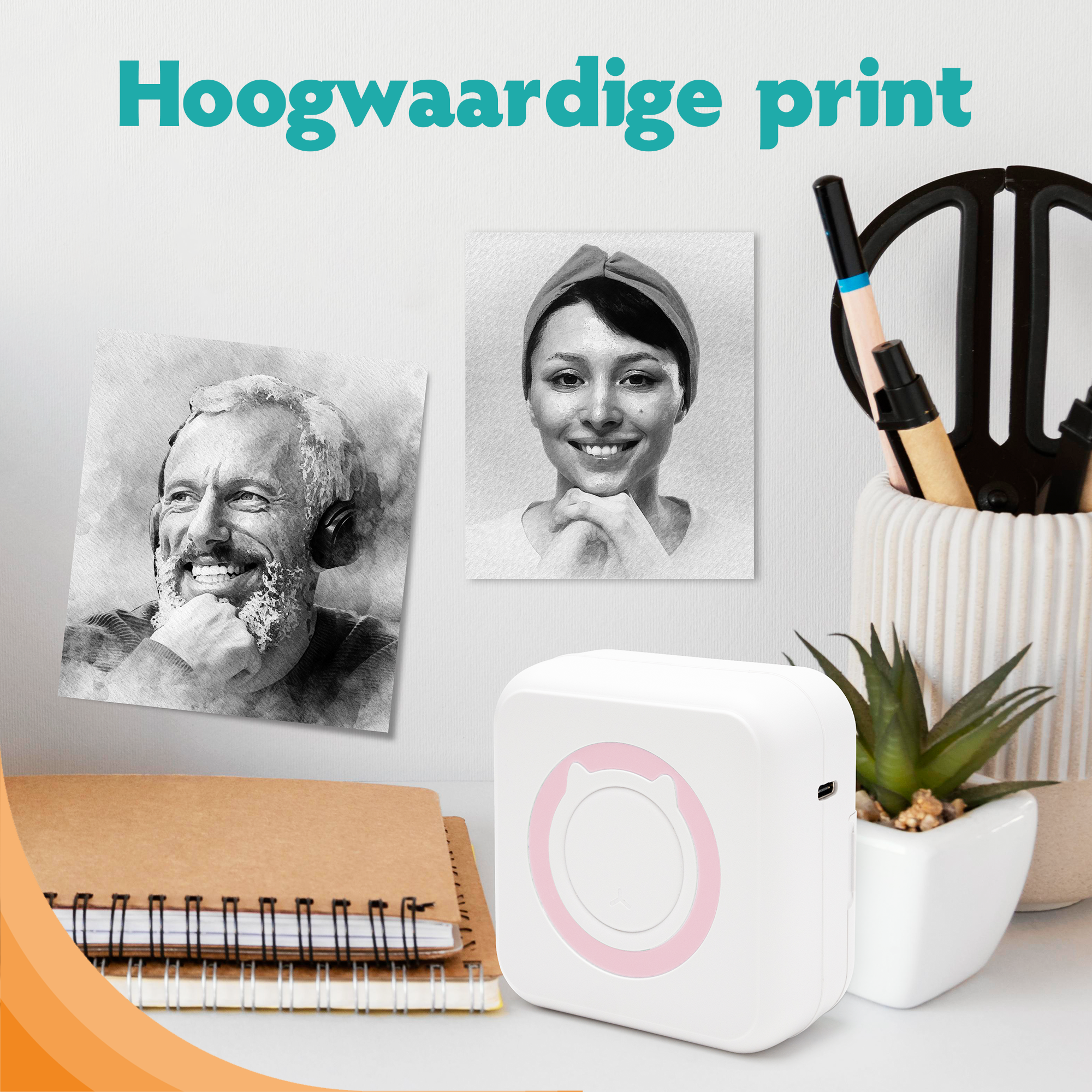Mini Printer voor Mobiel - Fotoprinter voor Smartphone - Roze
