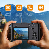 Compacte 5K Digitale Camera - Inclusief 32GB SD-Kaart - Zwart