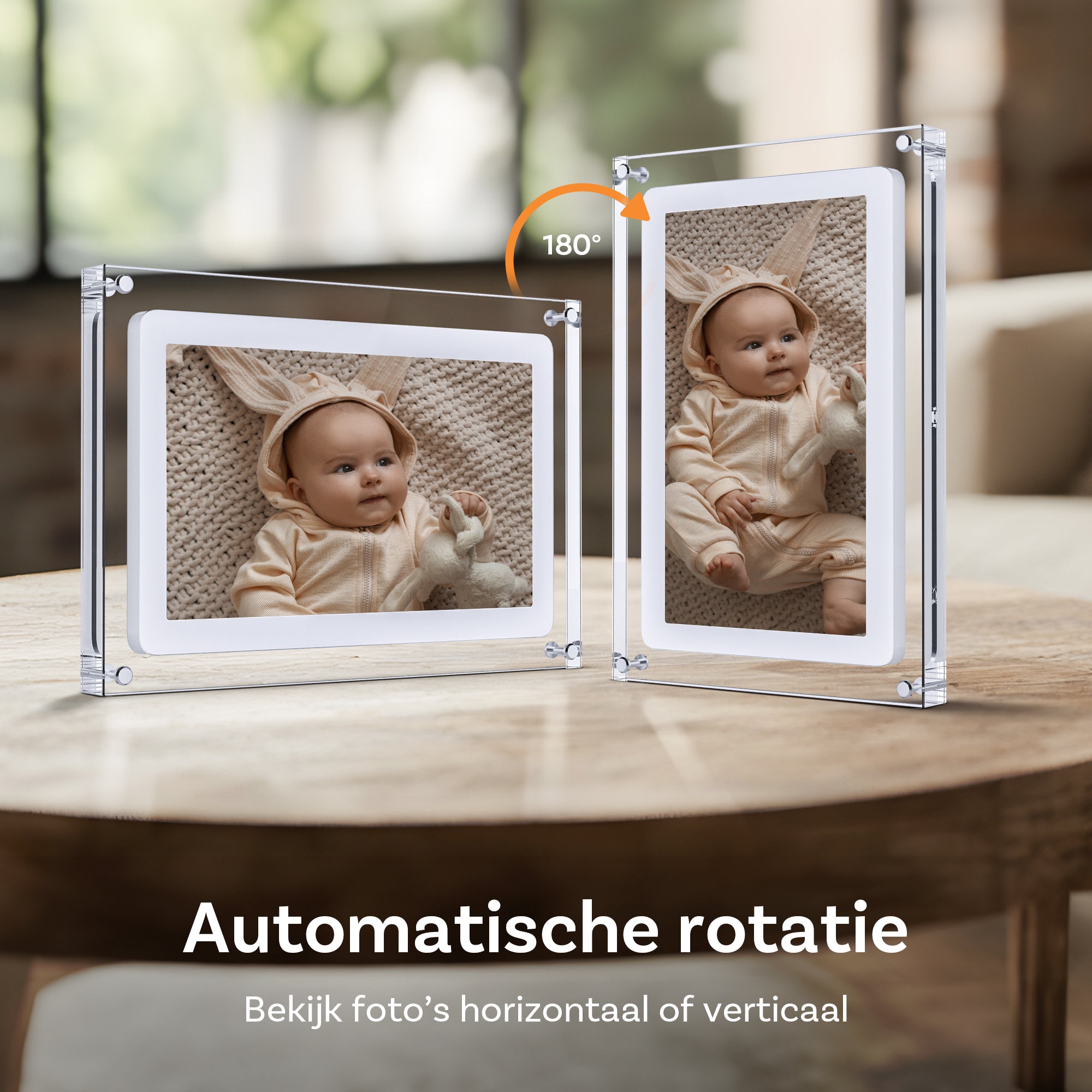 Pora&Co Digitale fotolijst 17.8 cm - Acryl - HD + - IPS display - USB-C - Touchscreen - Elektronica