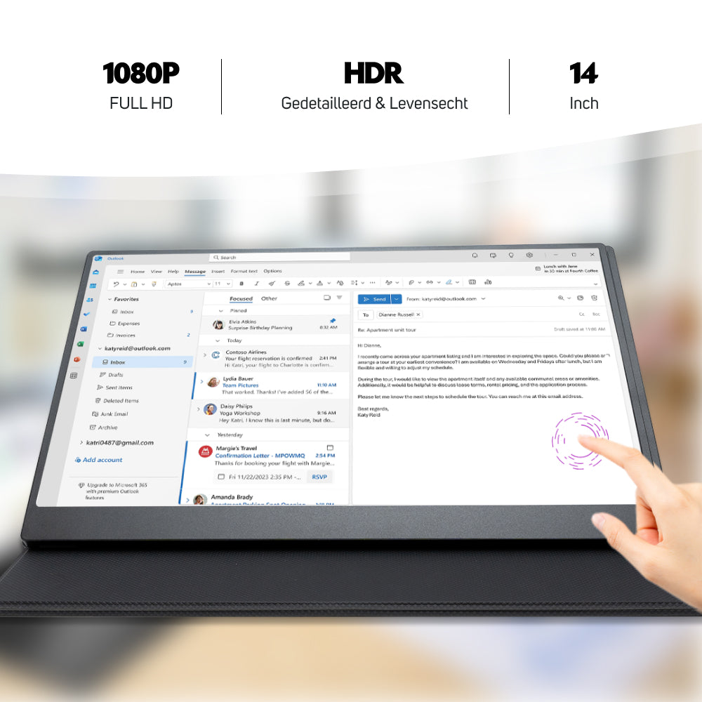 Portable monitor voor zakelijk gebruik met touchscreen 35.6cm - Elektronica