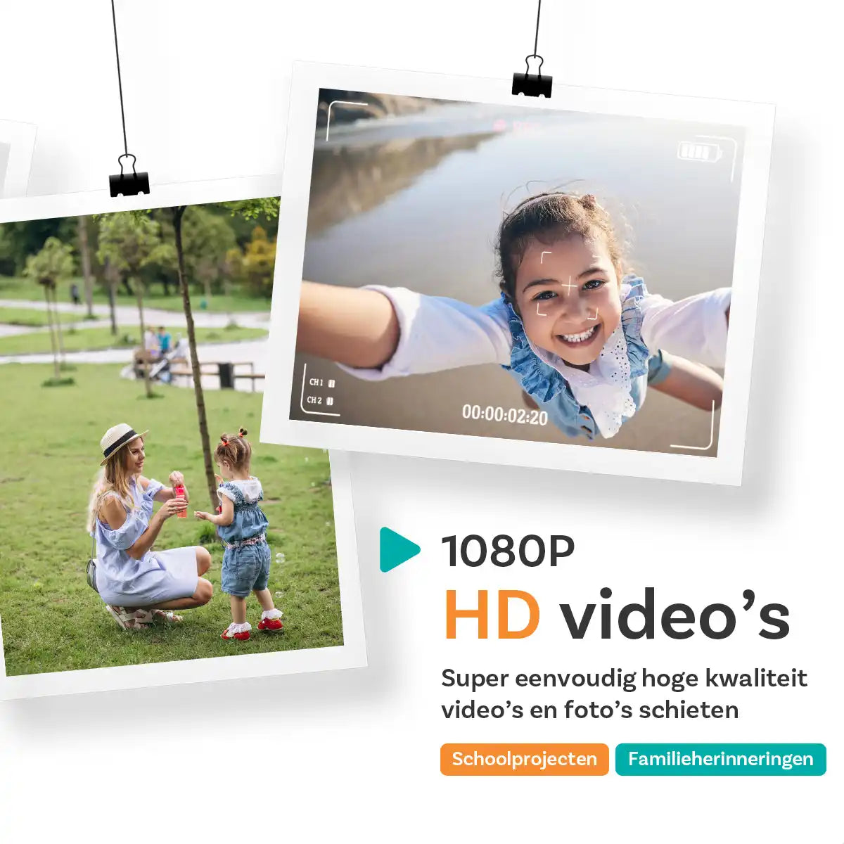 Productadvertentie met familie foto's.